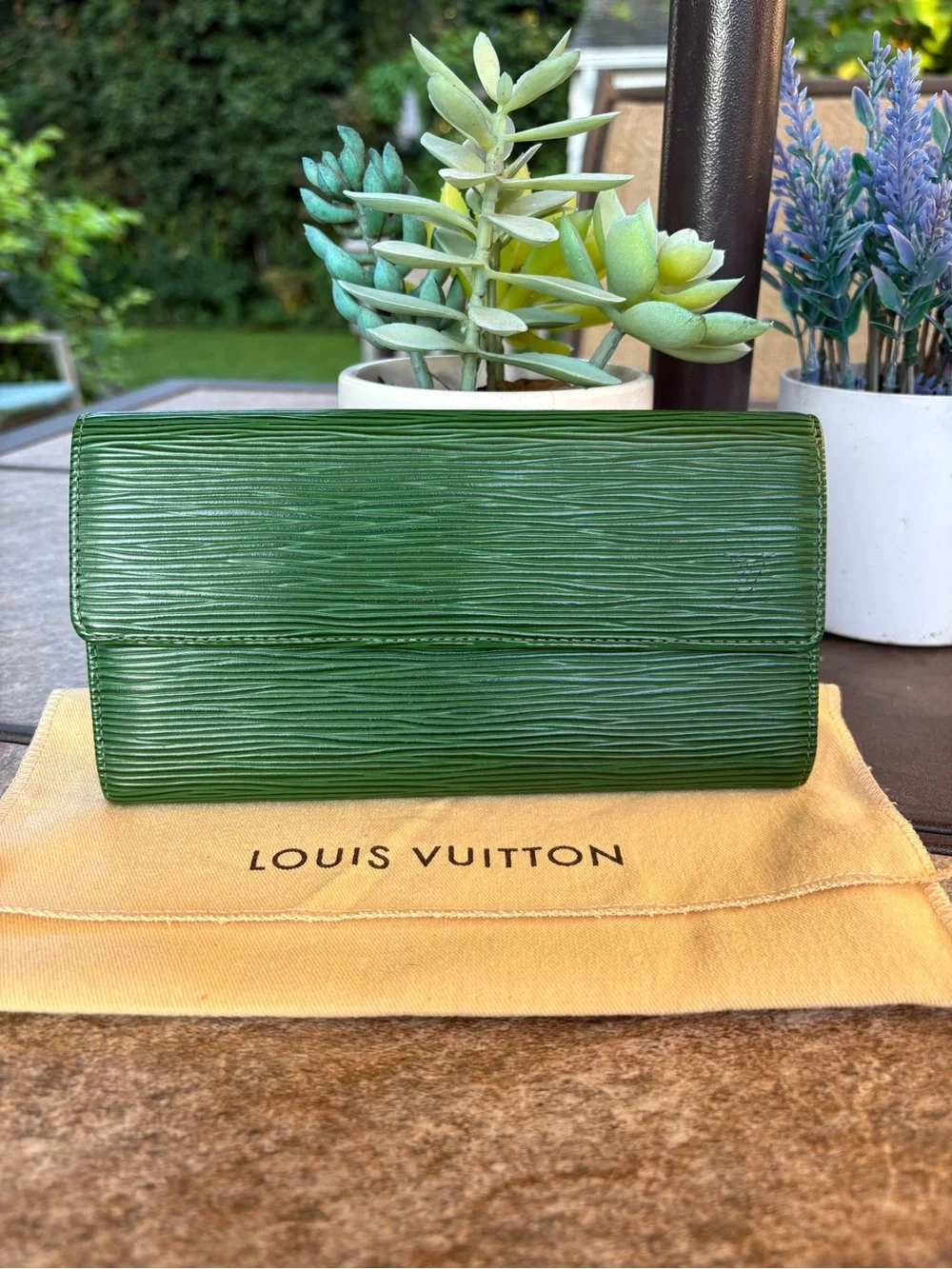 Louis Vuitton Emerald Green Epi Leather Clutch Wallet - Designer Style
